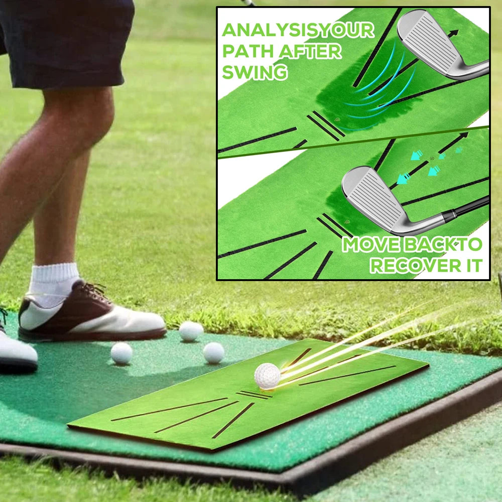 Golf Training Practice Mat with Swing Tracking