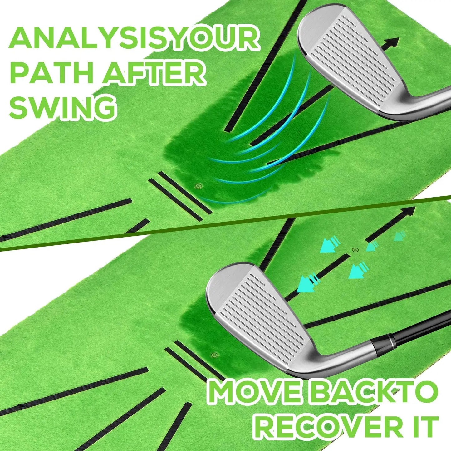 Golf Training Practice Mat with Swing Tracking