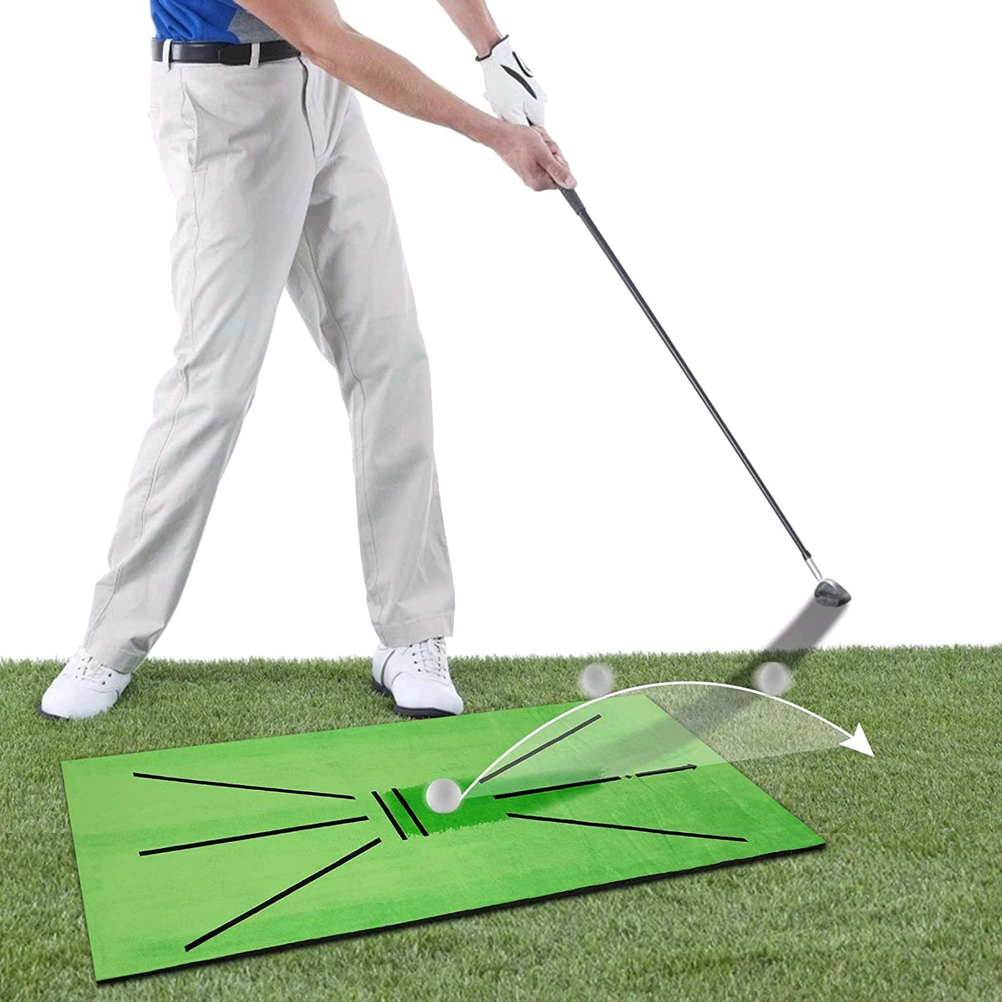 Golf Training Practice Mat with Swing Tracking