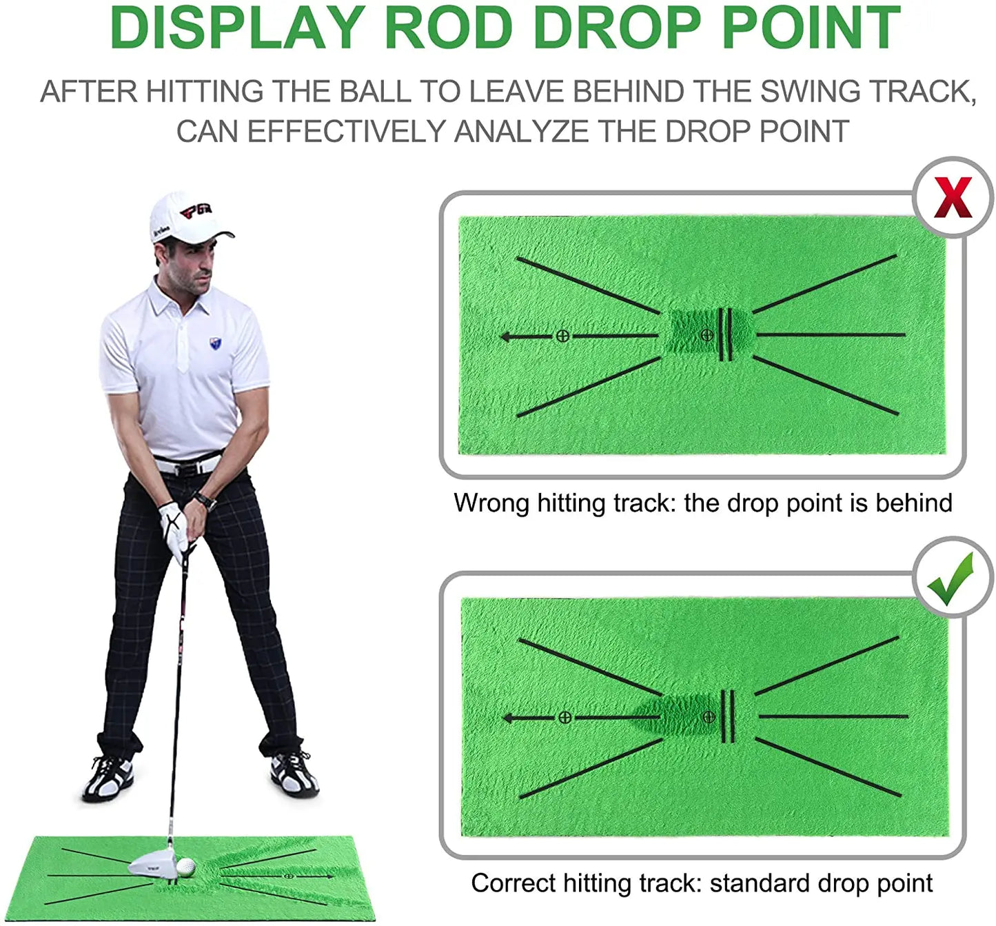 Golf Training Practice Mat with Swing Tracking